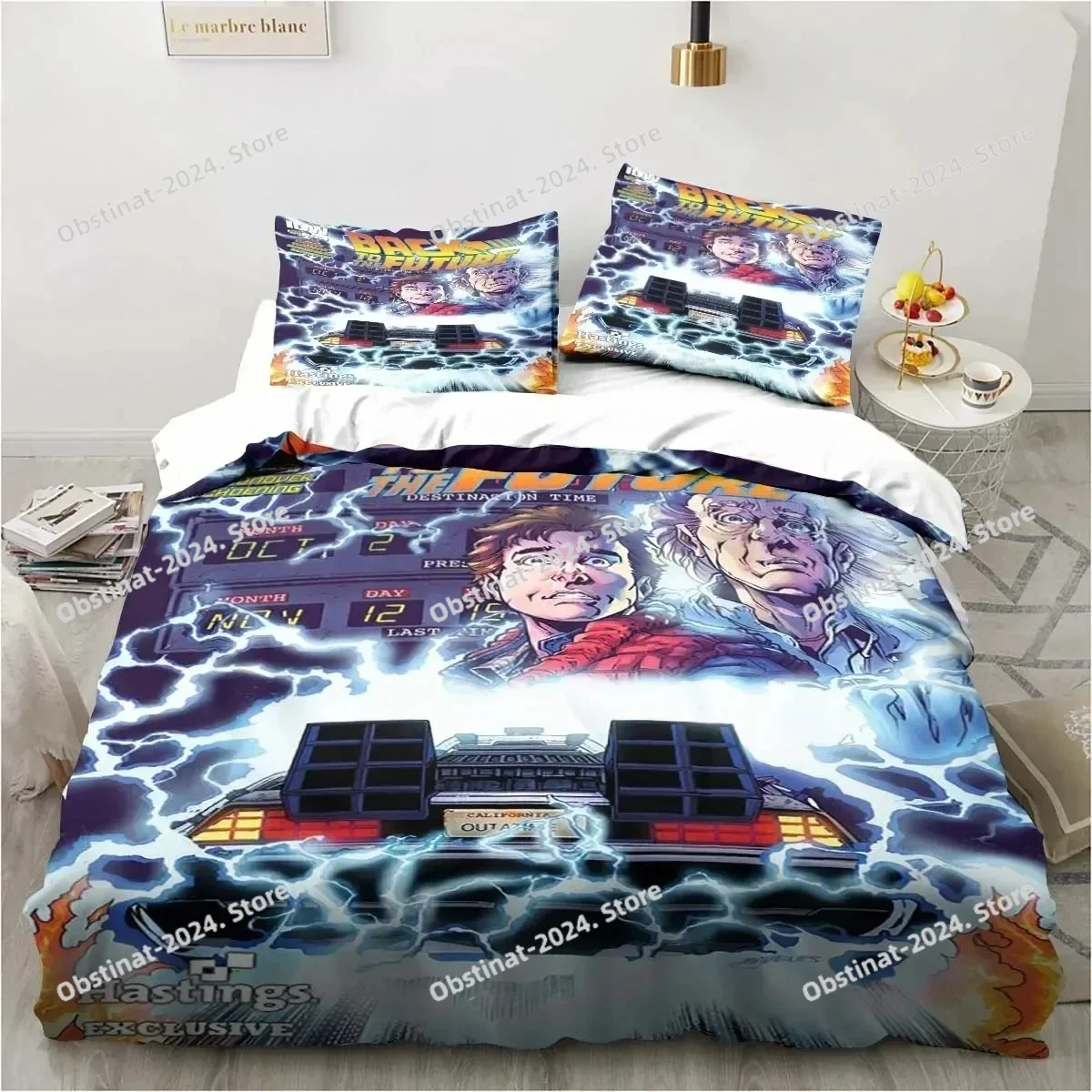 

3D Retro Back To The Future Bedding Set Printed Duvet Cover Pillowcase Single Double Style Queen King Size Sets