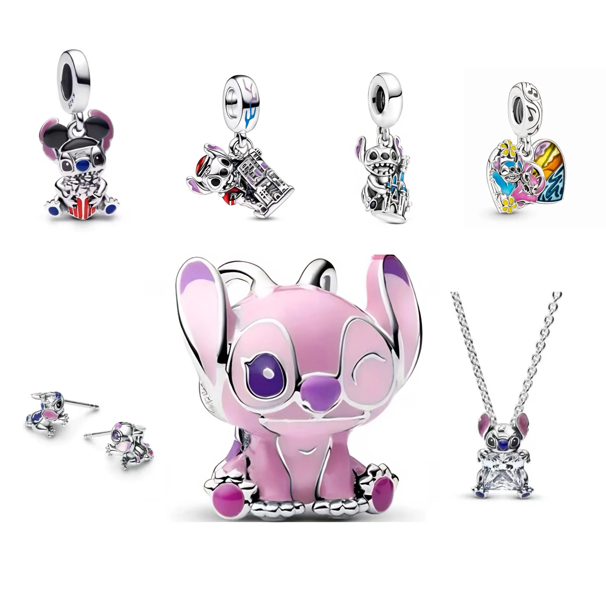 

925 Sterling Silver Lilo & Stitch Charm – DIY Bracelet Accessory for Women, Gift-Ready