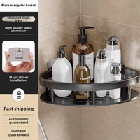 Bathroom Shelf Toilet Storage Rack No Drill Wall Mounted Shampoo Bottle Shower Corner Rack Aluminum Bathroom Kitchen Accessories