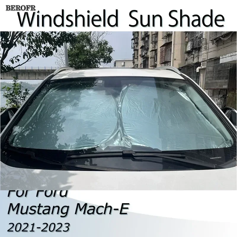 Car Windshield SunShade For Ford Mustang Mach-E 2021-2023 Auto Accessories Sun Shade Visor Cover Foldable Anti-UV Lightproof