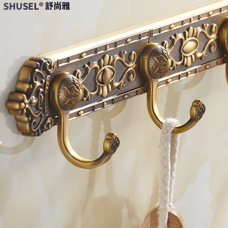 Punch-Free Antique Clothes Hook European Style Row Hook Retro Hook Clothes Living Room Wall Hanging Bathroom Closet Door