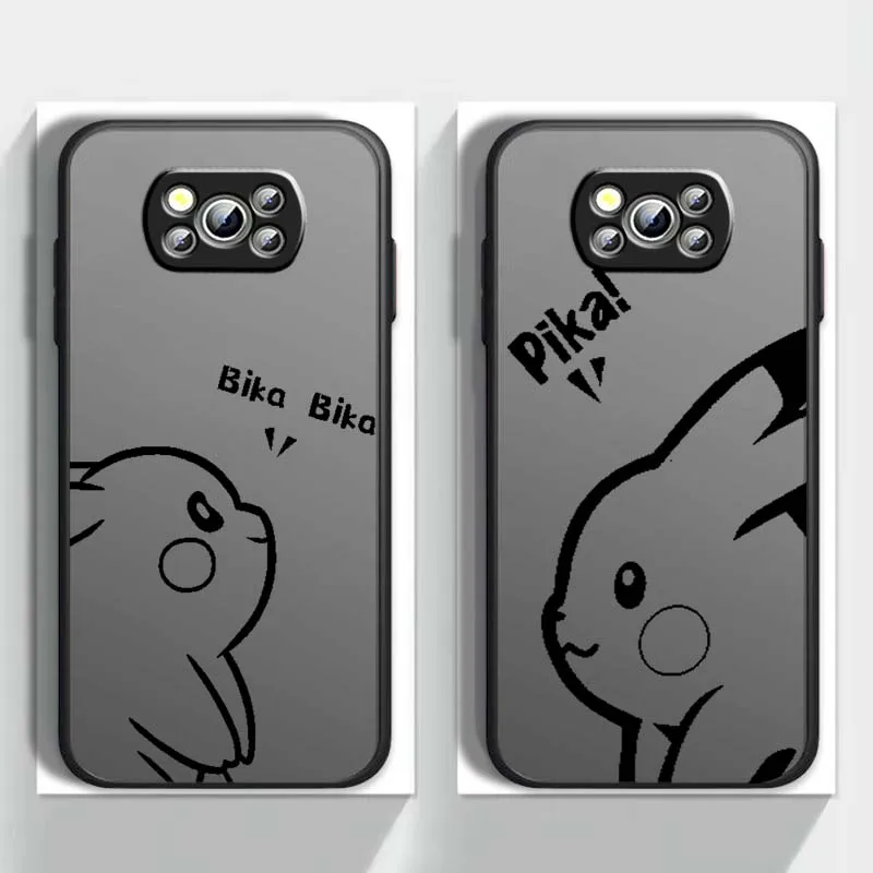 

Hot P-Pikachu Pattern Phone Case For Xiaomi Poco X6 X5 X4 X3 M6 M5s M5 M4 M3 F6 F5 F4 F3 Pro 5G Frosted Translucent