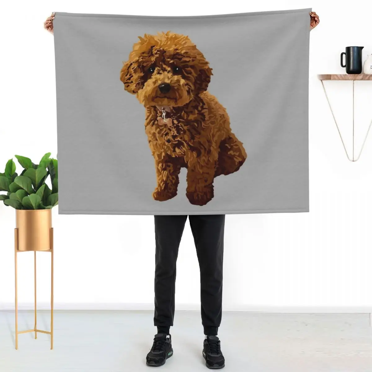 

Ginger the Toy Poodle on Grey background Throw Blanket Faux Fur Soft Warm Blanket for Bed