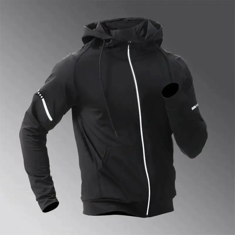 

Motion Quick Dry Sport Coat Men's Clothing New Bodybuilding Elastic Run Train Long Sleeves Hooded All-Match Comfortable Jackets