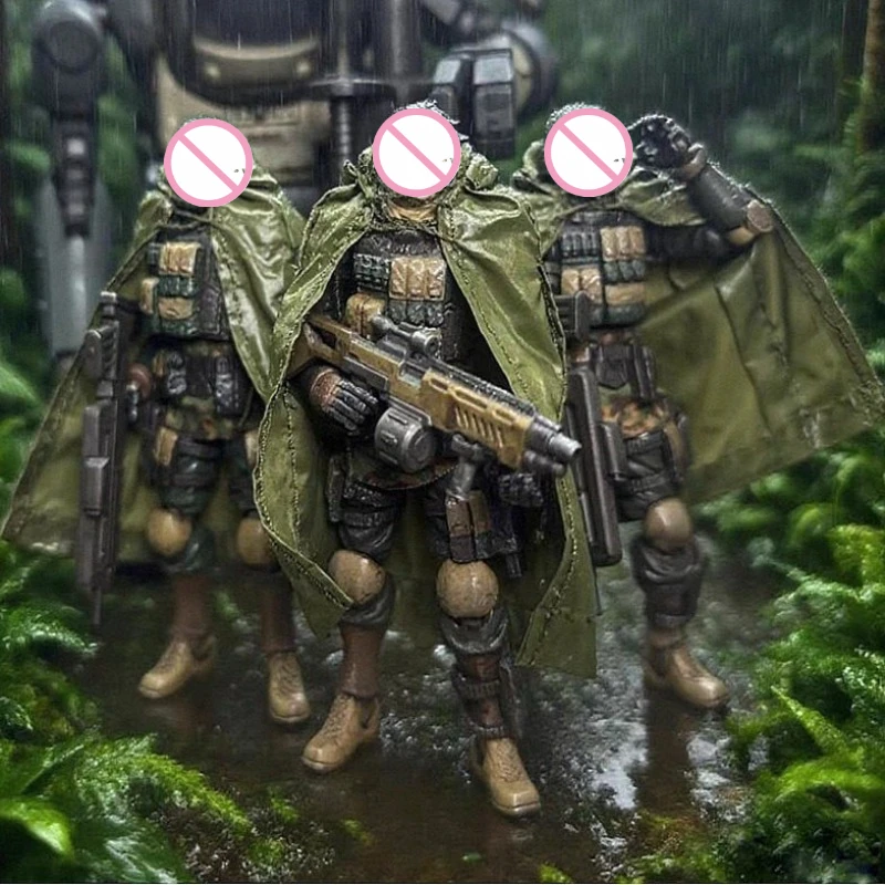 

Масштабная модель одежды для солдат спецназа 1/18: дождевик для фигурок 3,75 дюйма, декор для сцен дождливой погоды/тропического леса