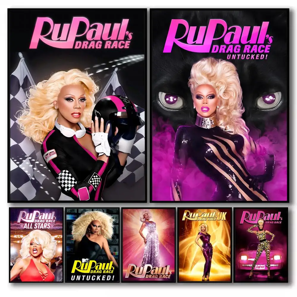 R-RuPaul's Drag Race Poster Stickers Self-Adhesive Painting Mural Decor Wall Decals for Bedroom Living Room Home HD Gift