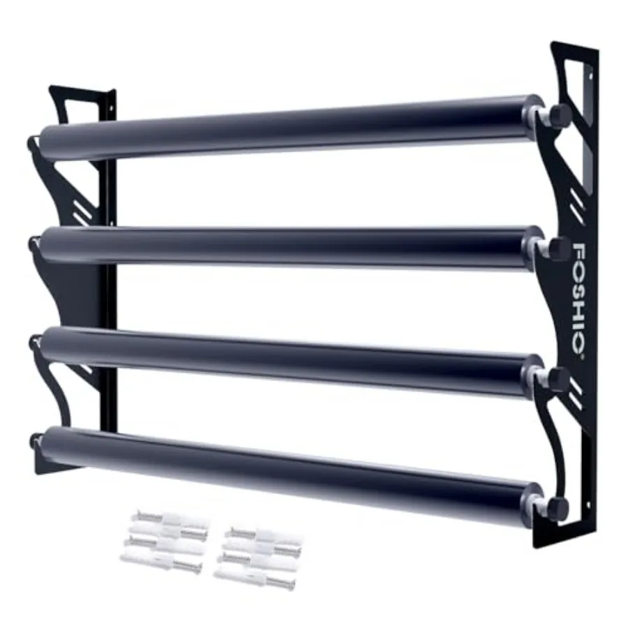 

Vinyl Holder with Mounting Hardware, Metal Rack Heavy Duty Vinyl Storage Tool for 4 Rollers of Vinyl, Transfer Paper Tape, Wall