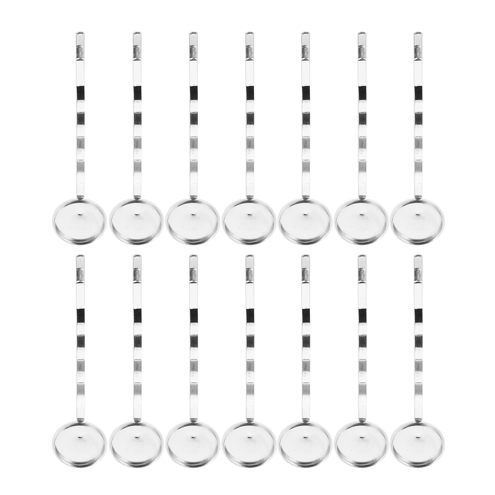 

40Pcs Hair Clip Making Bases Silver Metal Flat Bobby Pins 12Mm Round Tray Blank DIY Hair Accessories Craft Hairpins Findings