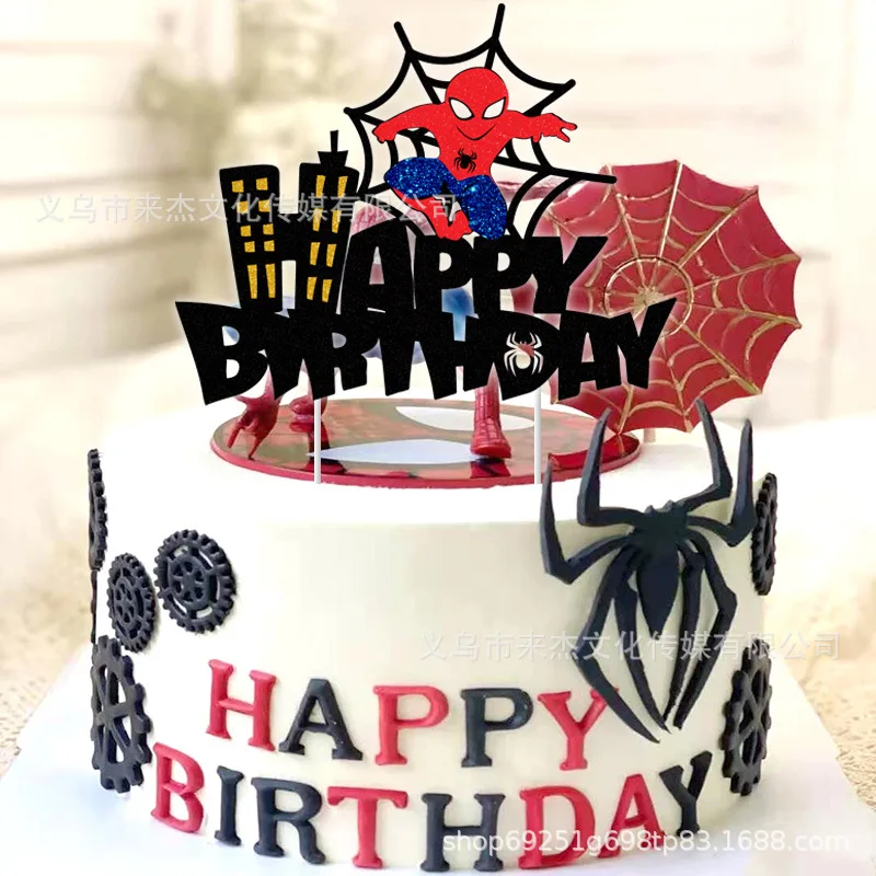 SuperHero Spidermen Theme Boy Birthday Cake Decoration Paper Happy Birthday Cake Toppers For Kids Boys Party Cake Decor Supplies - Image 5