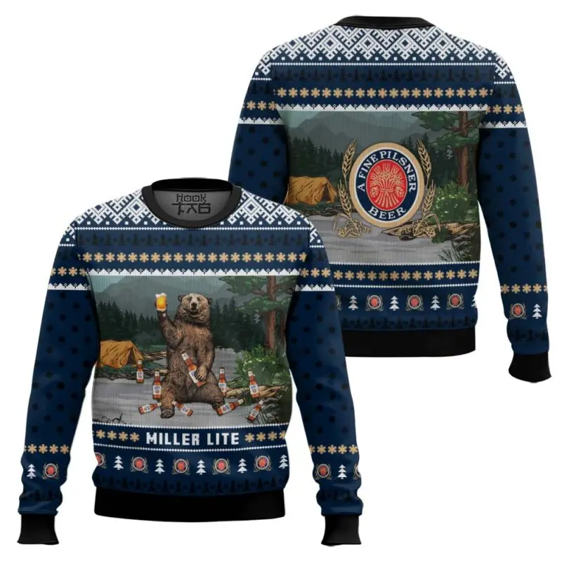 Men Round Neck Christmas Ugly Sweater Fully Printed Beer Enthusiast Gathering Festive Atmosphere Must Have For Autumn And Winter