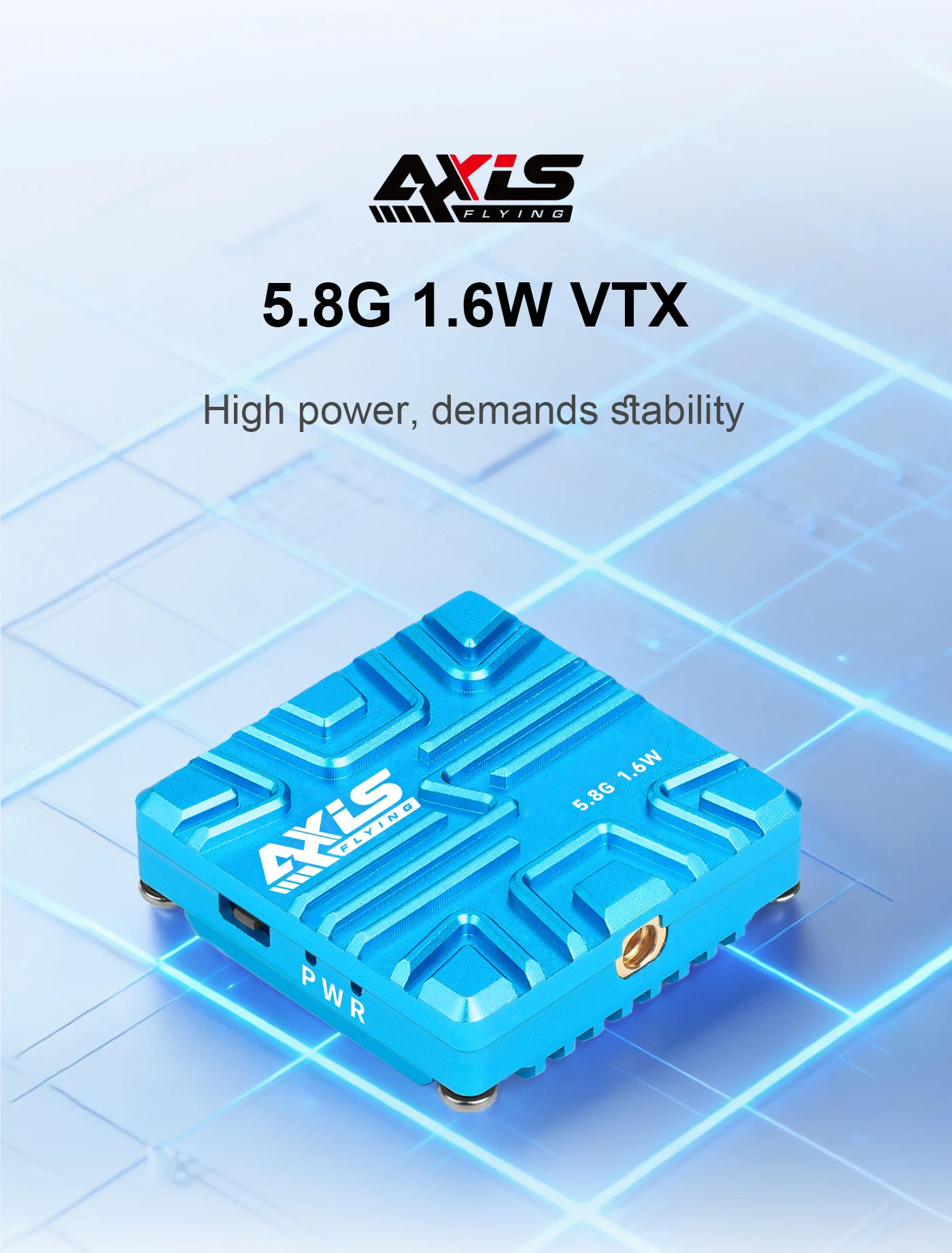 Axisflying V2 VTX 5.8G 1.6W CNC Heatsink Analog Image Transmission Long Range VTX for RC FPV Freestyle