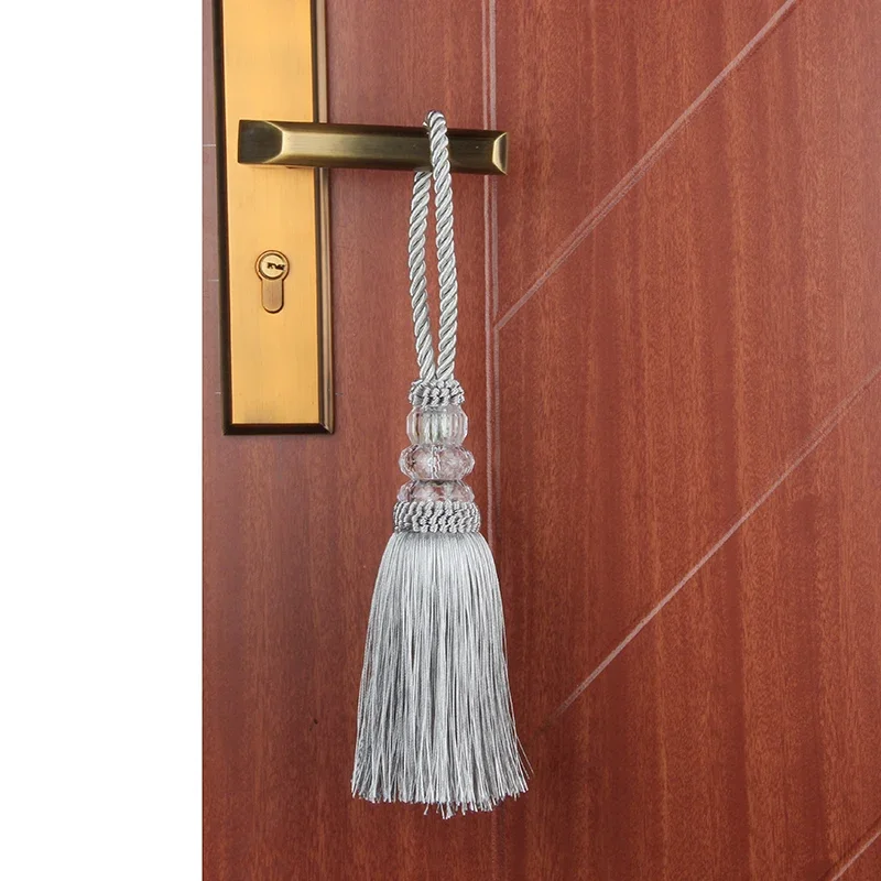 1Pc Crystal Beaded Tassels Doors Decorative Large Long Colored Tassels Silk Crafts Hanging Decor Cotton Fringe for Curtain