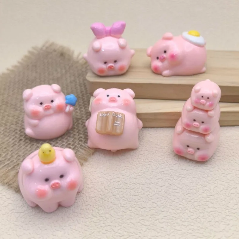6Pcs Cute Pig Car Dashboard Decor Pink Pigscar Dash Decorations Home Car Door Rear View Mirror Ornament Interior Accessories
