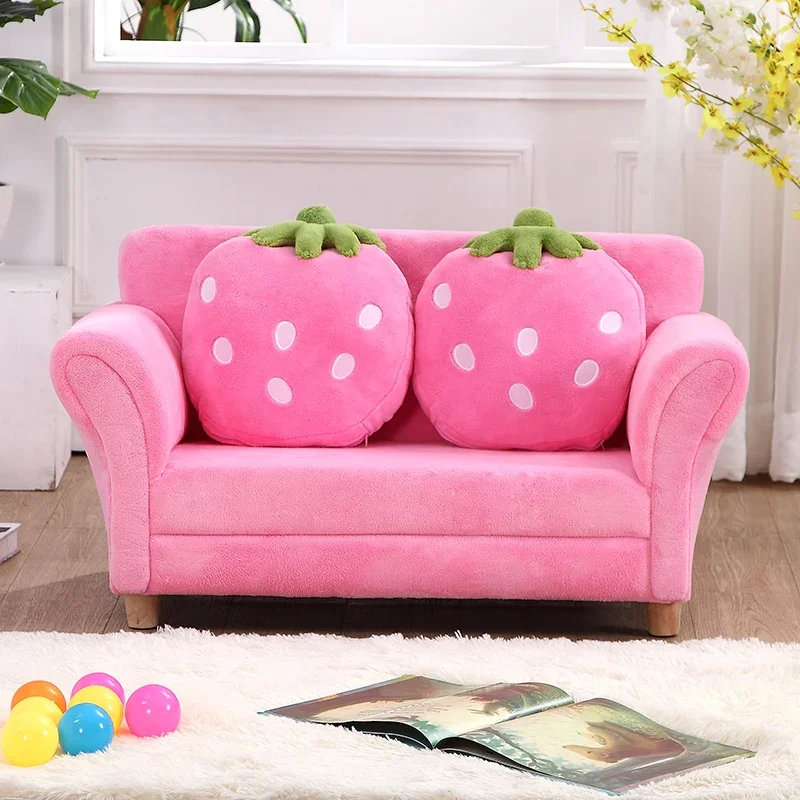 Children's Sofa Cartoon Girl Baby Princess Sofa Cute Small Sofa Double Strawberry Children's Room Couch