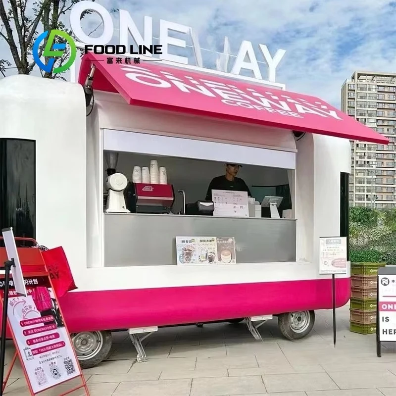 Customized Fully Equipped Retro Aluminum Food Truck For Sale Mobile Fast Food Van For BBQ Ice Cream Hot Dog
