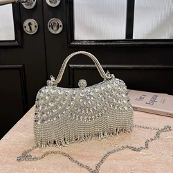 High Quality Tassel Diamonds Shoulder Bags Solid Chains Sense of Luxury Exquisite Party Handbags 2024 Fashion Versatile Hot Sale