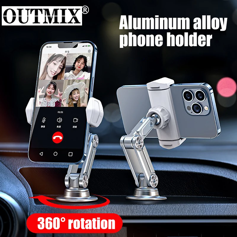 

OUTMIX Universal Car Phone Holder 360 Degree Rotating Adjustable Desktop Stand for iPhone Samsung Xiaomi Series Car Phones Stand