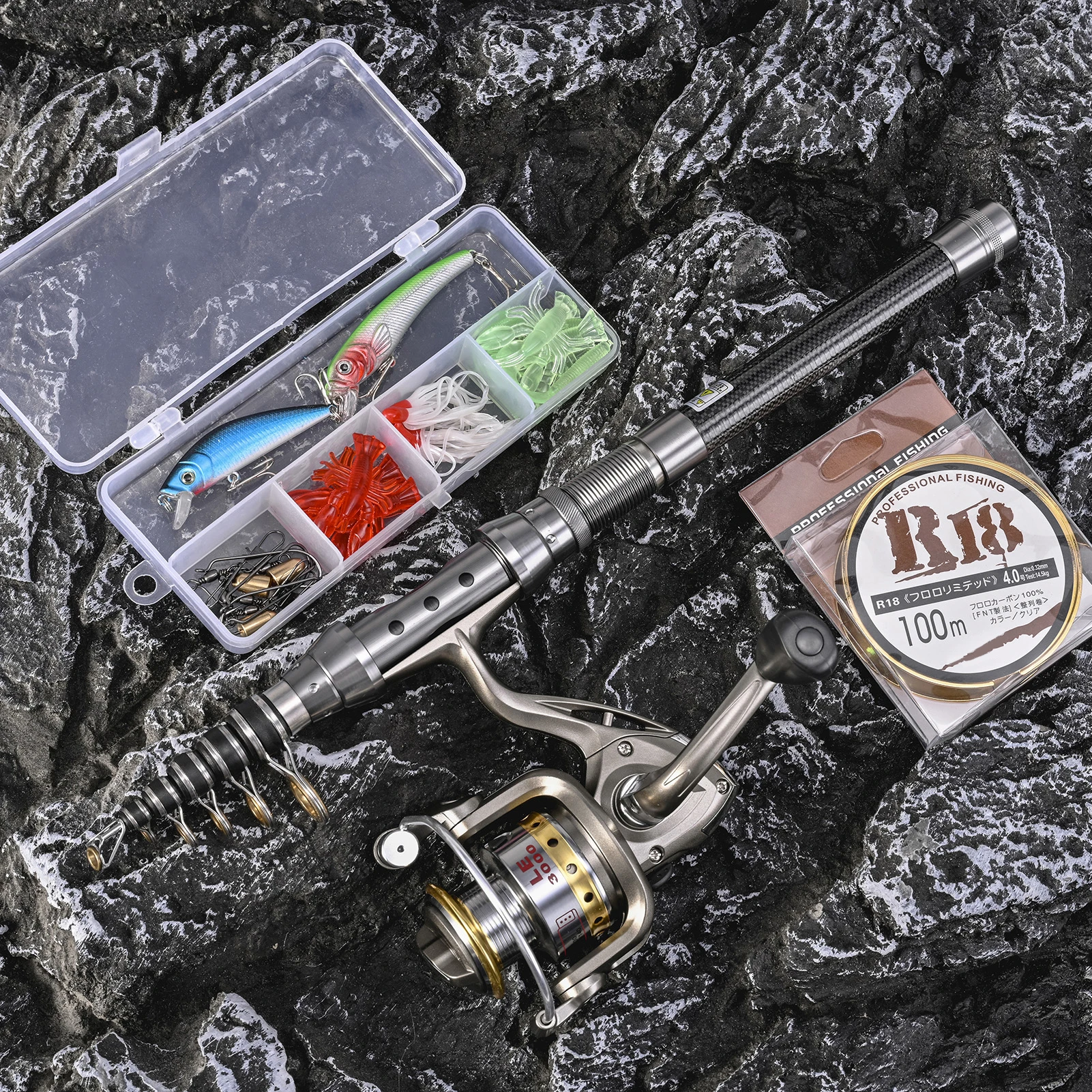 1.5/1.8/2.1/2.4 متر قصبة صيد خشبية كومبو مجموعة 2 قطعة قضيب وبكرة تلسكوبي الصيد رود ألياف الكربون الغزل بكرات الصيد اكسسوارات