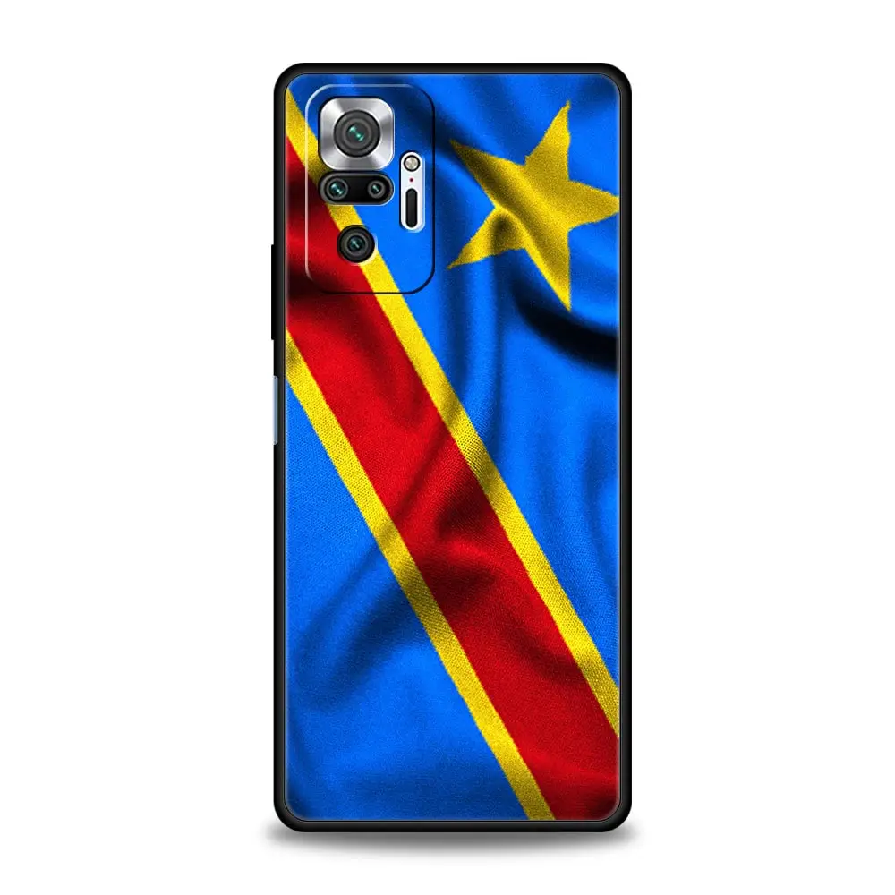 Custodia per telefono per Xiaomi Redmi Note 13 12 5G 9S 9 8 10 11 Pro 9T 13C 12C 10C 9C 9A 7 Pro Cover morbida in Silicone bandiera del Congo