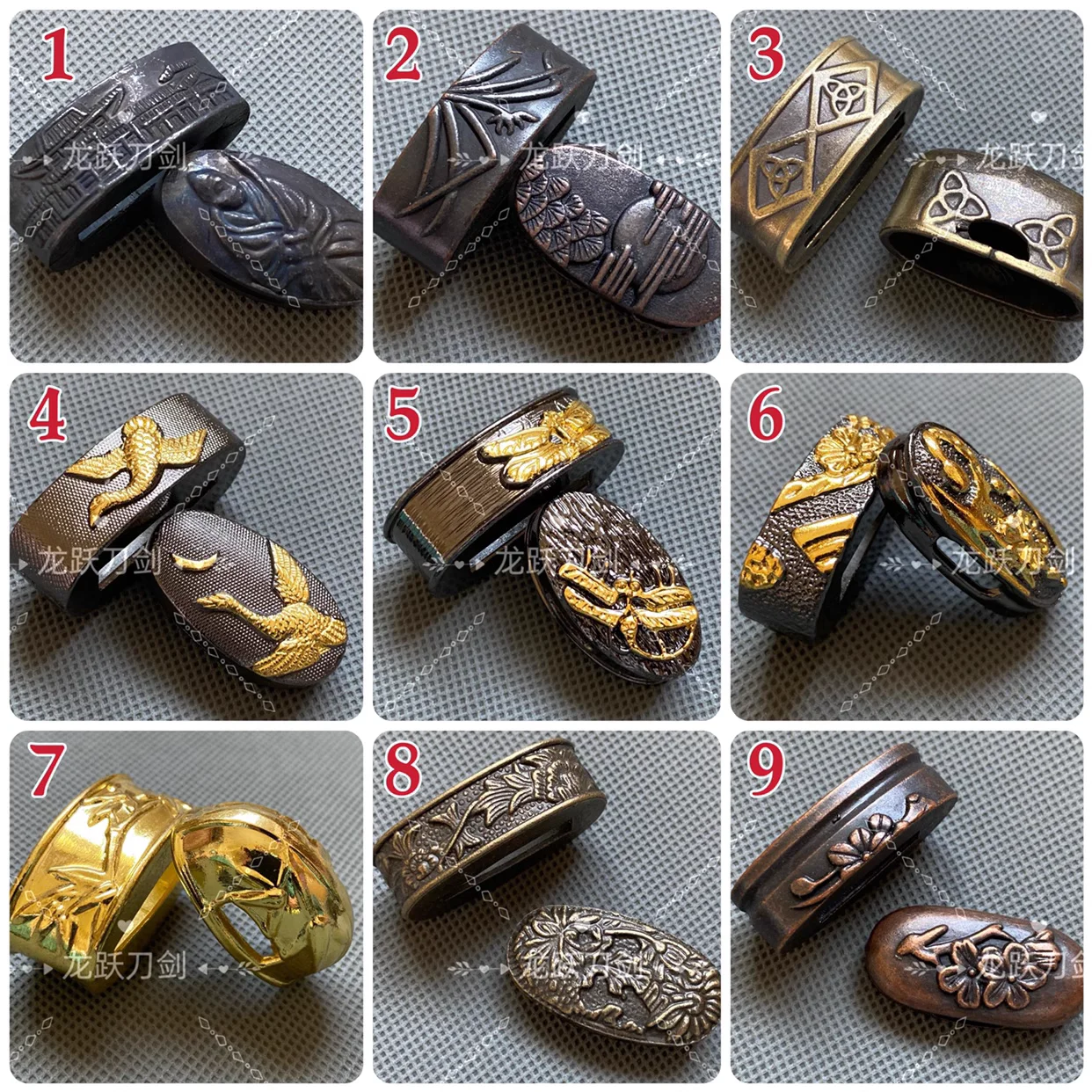 

High Quality Japanese Katana Sword Accessories Alloy Fuchi Kashira Koi-Kuchi for Katana Tachi Tanto Wakizashi Ninjia