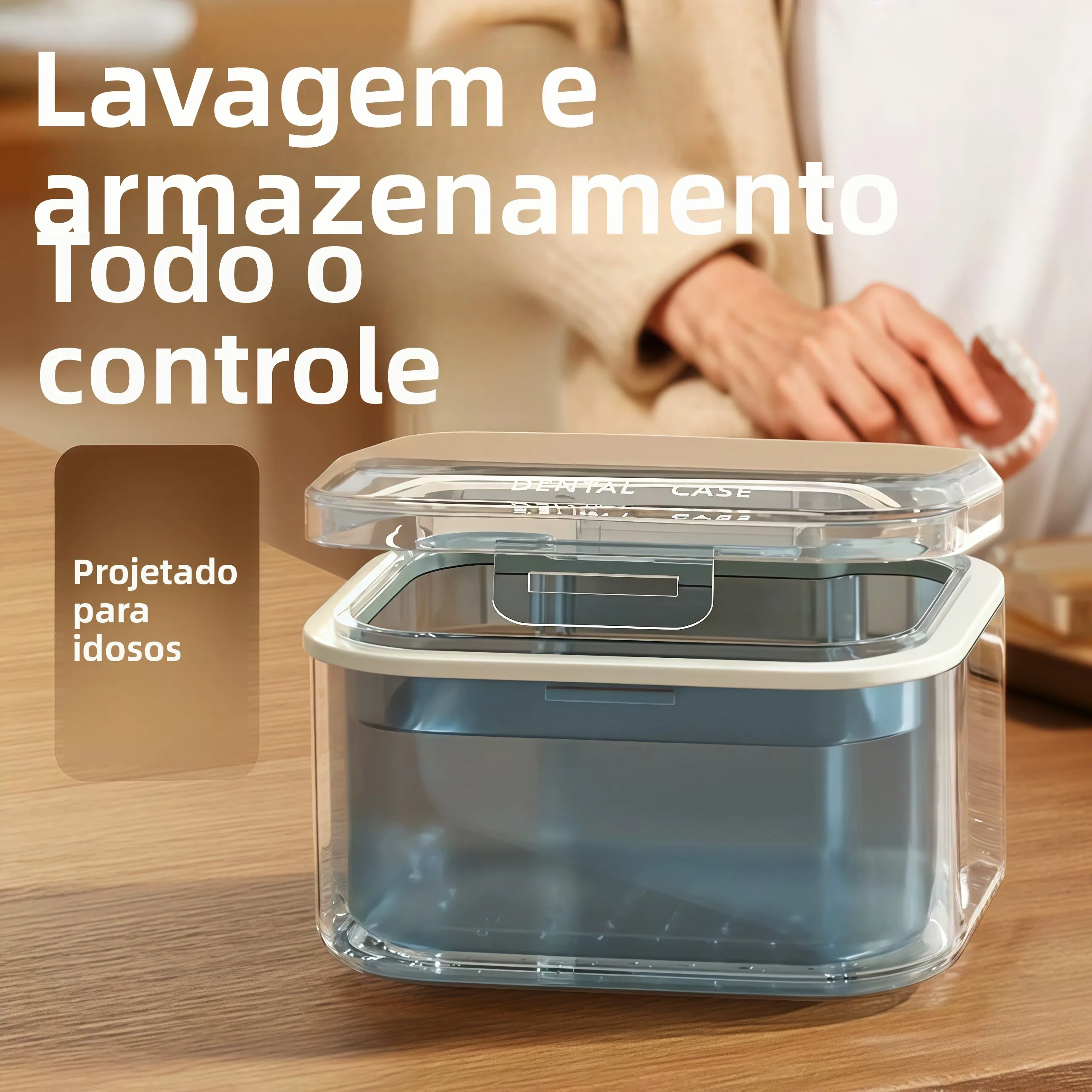食品グレードの高齢者用義歯洗浄収納ボックス、携帯用義歯容器、リテーナー、全口義歯オーガナイザー