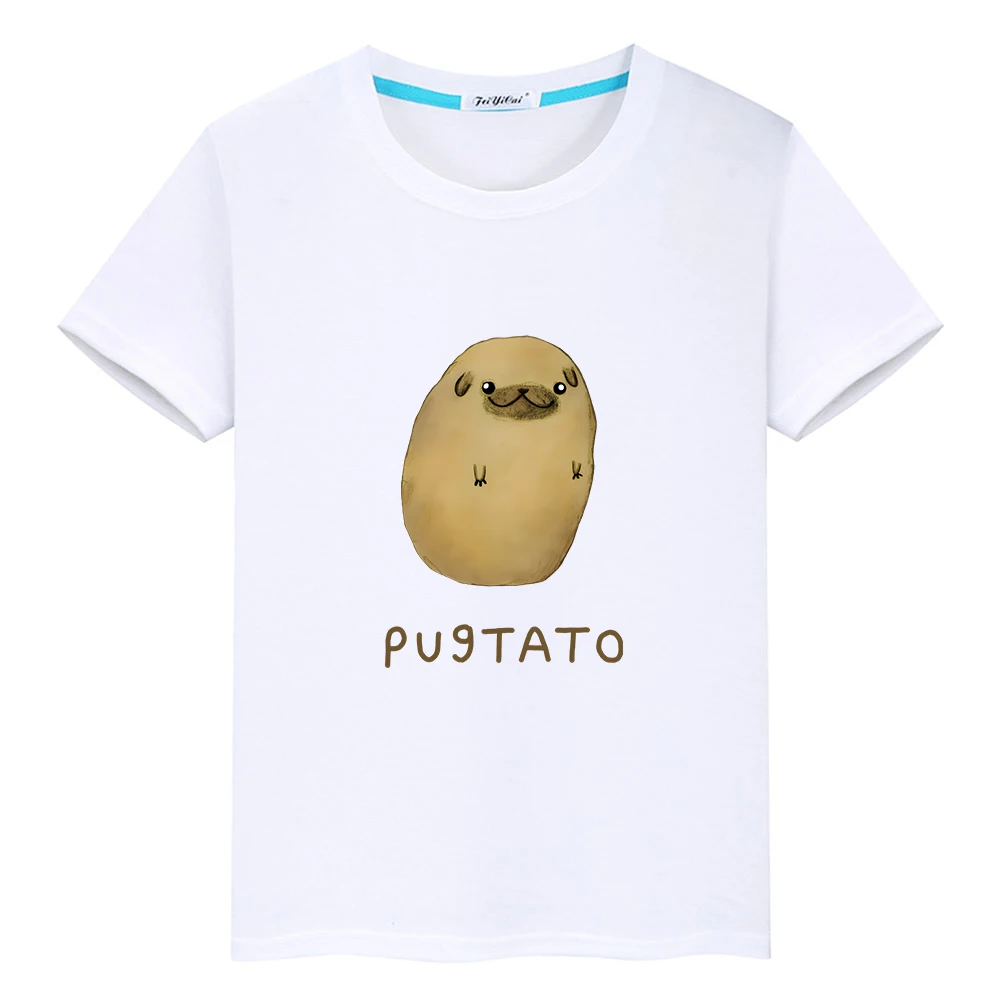 Potato Pugtato Cartoon T-shirt 100% Cotton Casual Comfortable Soft Tee-shirt Short Sleeve Boys and Girls Children Tshirt Summer