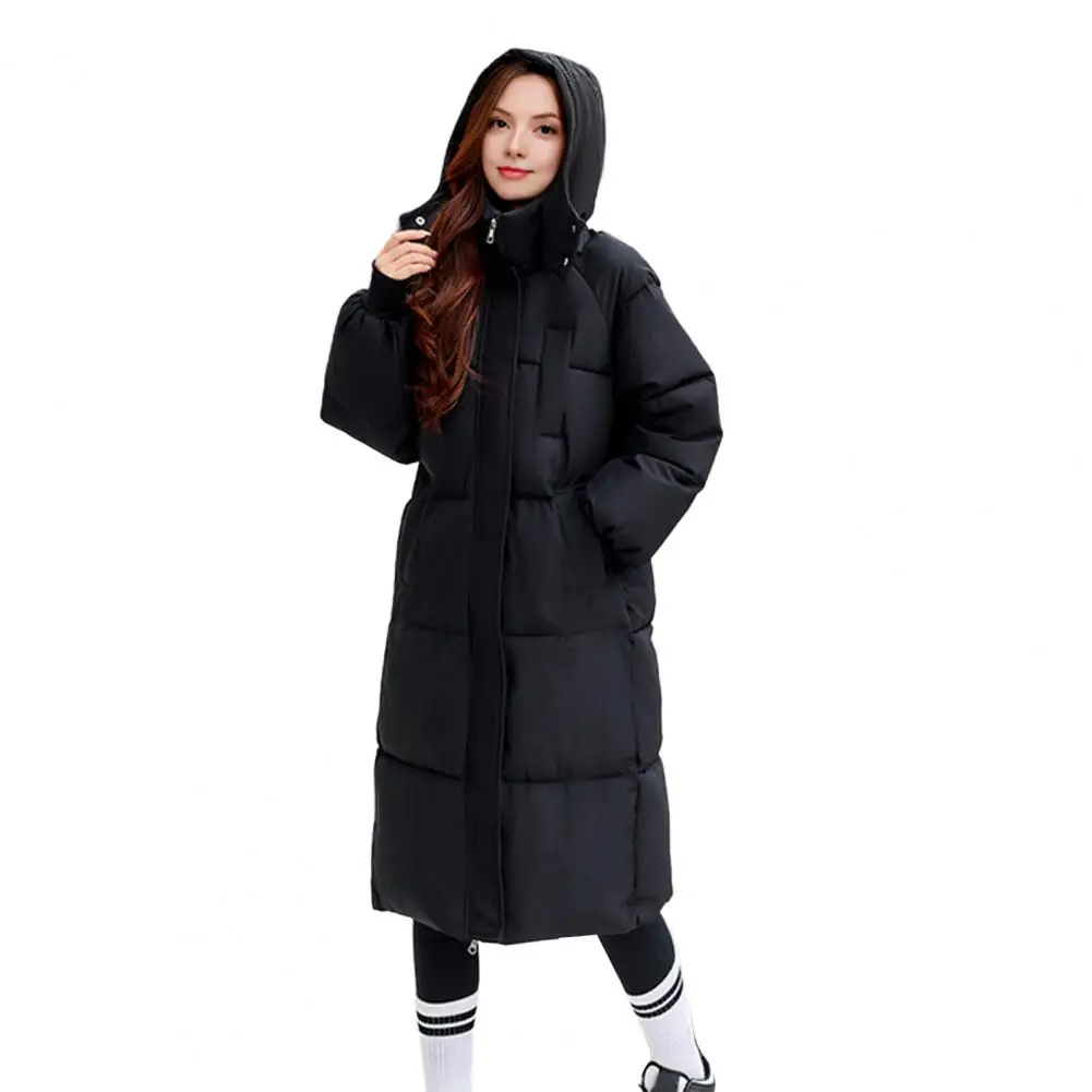 

Women Puffer Jacket Women's Long Puffer Jacket with Hooded Coat for Winter Thicken Warm Quilted Down Coat Zip Up Full Length