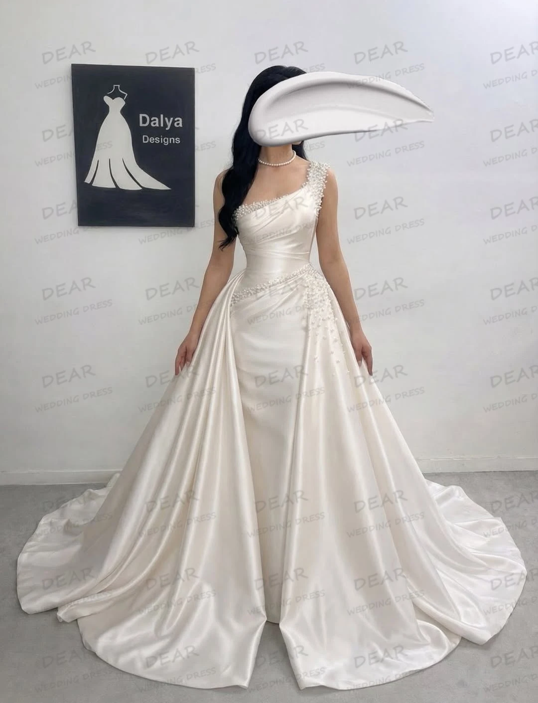 

Luxury Wedding Dresses Sleeveless Women Mermaid Beading Bridal Gowns One Shoulder Sweep Train Satin Vestidos De Novia Customized