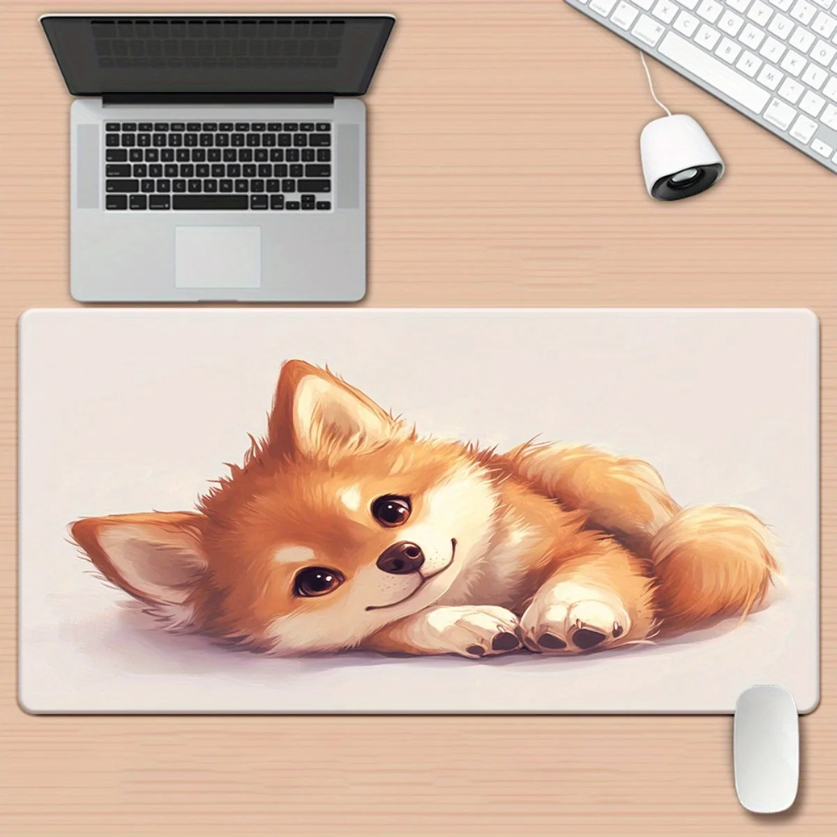 Shiba Puppy Cartoon XXL Desk Mat Cute Dog Gaming Mousepad Non-Slip Rubber Office Computer Pad