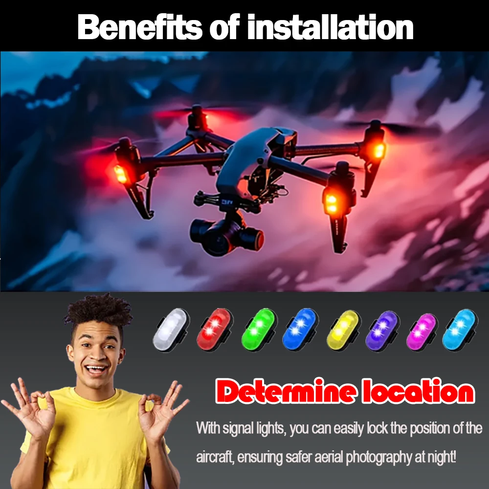 1-10PCS Motorcycle LED Aircraft Strobe Lights Drone Anti-collision Warning Lamp Flash Indicator With Wireless Remote Control