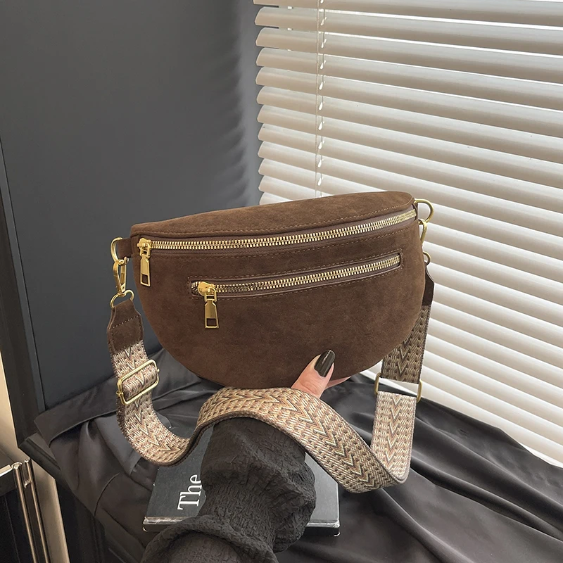 

Модная винтажная женская сумка-слинг однотонного цвета с бархатной текстурой, поясная сумка с несколькими карманами, сумка через плечо для поездок на работу и прогулок