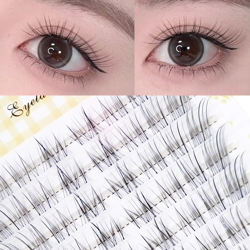 Large Capacity Fox Eye Lash Clusters C Curl Wispy Lashes DIY Eyelash Extensions Natural Soft Invisible Band for A Cat Eye Look