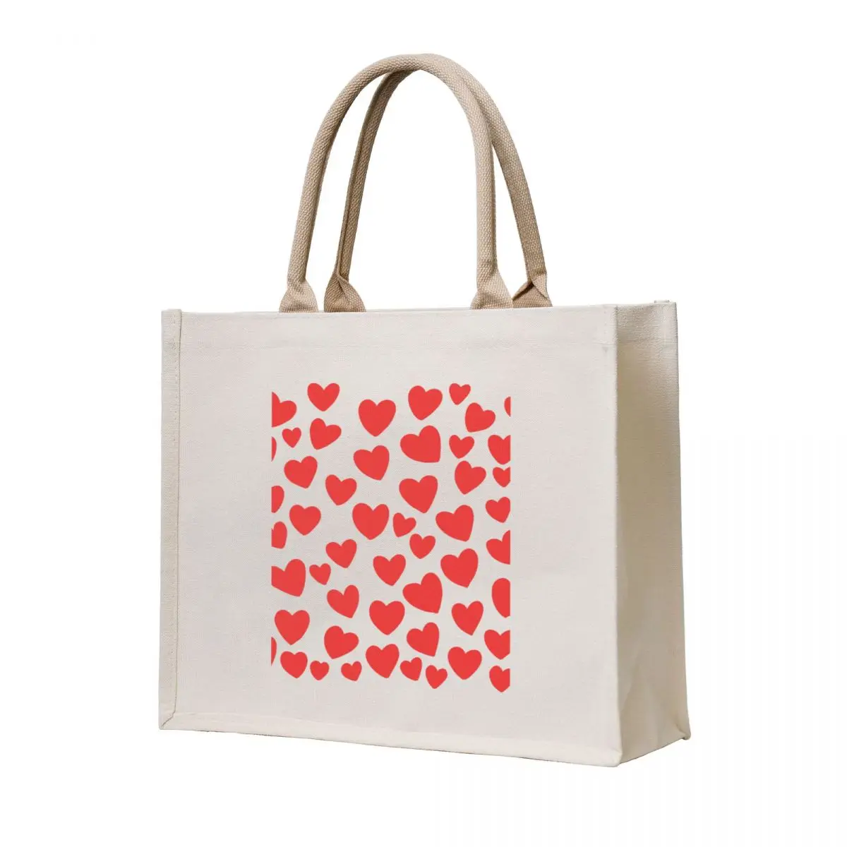 

Red scattered hearts pattern-black background Tote Bag cute pouch bag custom canvas bag Handbags