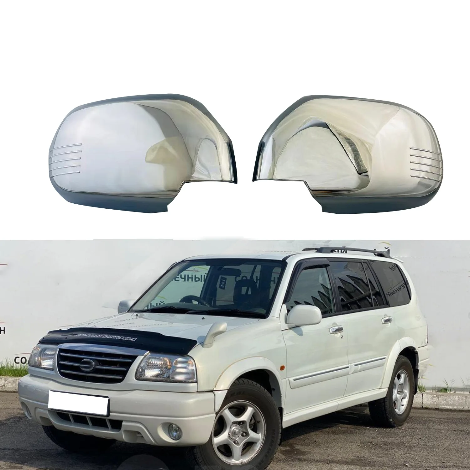 

Chrome Rear View Mirror Cover Trim For 1998-2004 Suzuki Grand Vitara Escudo 2.0 ABS Car Accessories 2pcs Decorative Protect Trim