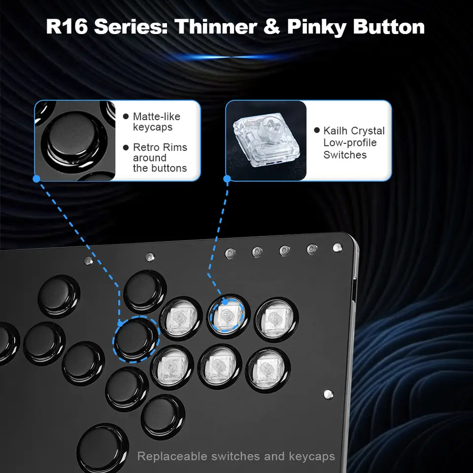 وحدة تحكم Haute42 R16 بدون عصا تحكم، وحدة تحكم أركيد بدون عصا لـ PC/ PS4/PS5/Steam Hitbox Fightstick - 3