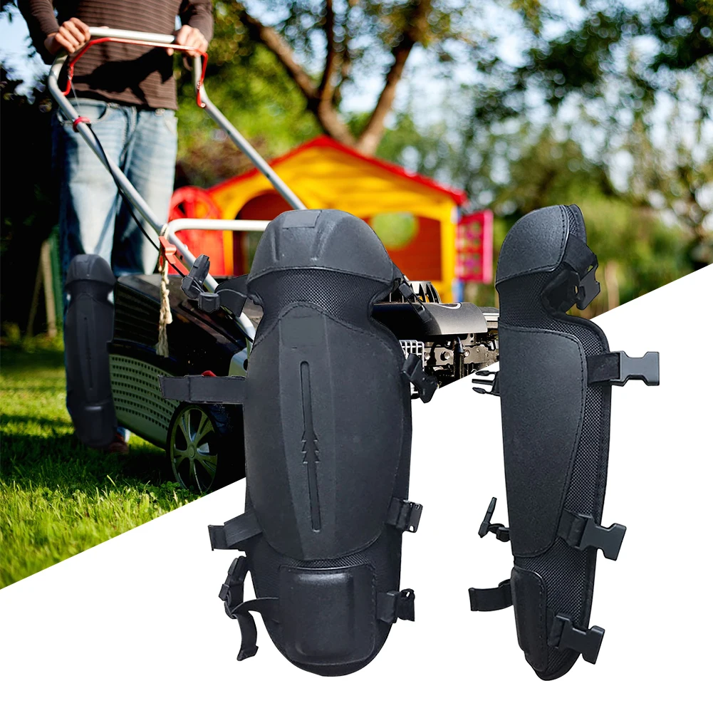 Protector de espinillera DE SEGURIDAD transpirable para jardín, polaina de recorte cómoda y práctica, antiabrasión, color negro, 2 piezas