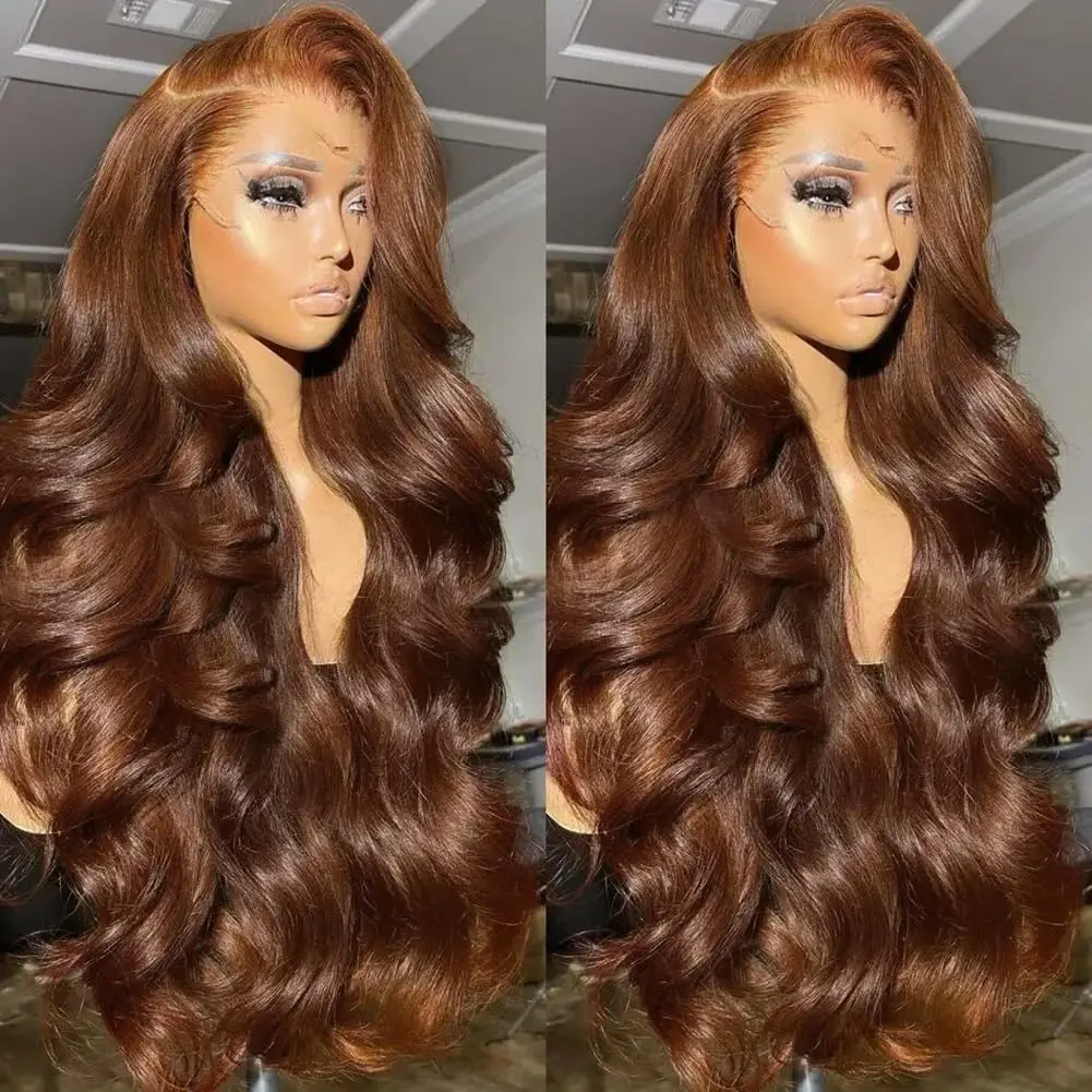 Chestnut Brown Body Wave Wig 32 Inch Long Human Hair Wigs For Women Natural Hairline Brazilian 13×4 Lace Wig Cheap Wigs On Sale