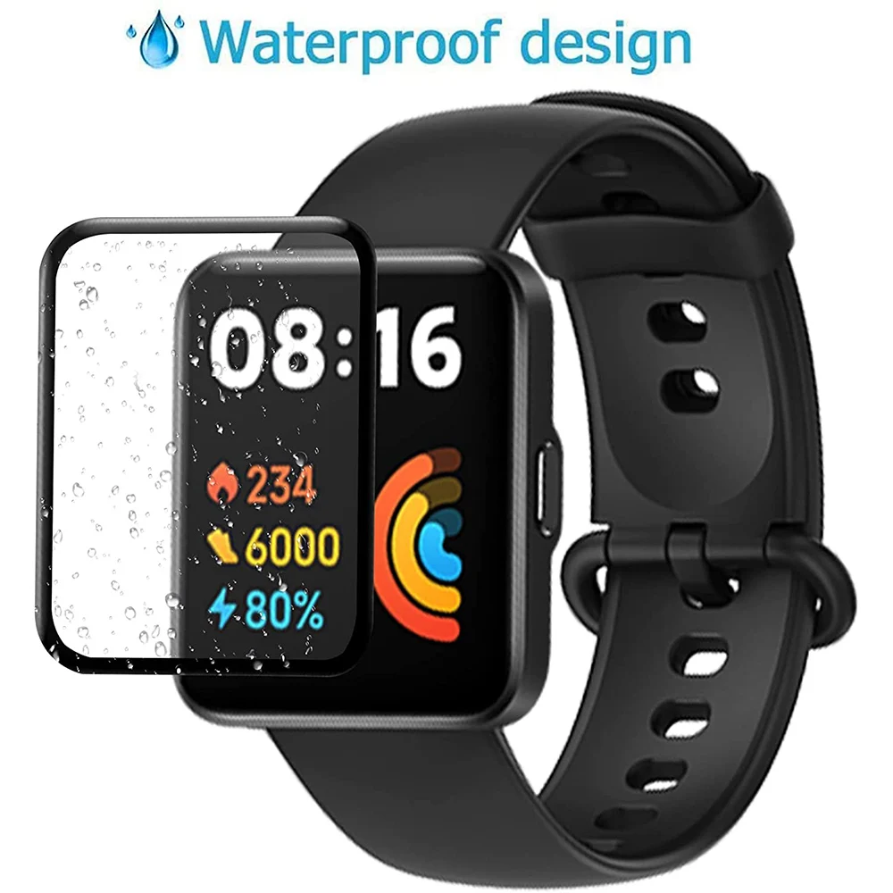 ฟิล์มใสสำหรับป้องกันหน้าจอ3D แบบโค้ง1/4นิ้ว/3/5ชิ้นสำหรับนาฬิกา Redmi Watch 2 Lite ไม่ใช่กระจกนิรภัยอุปกรณ์เสริมสำหรับนาฬิกา
