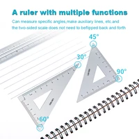 Deli Aluminum Alloy Ruler Set Multifunctional Triangle Ruler Protractor for Student Exam Drawing School Stationery Supplies 3