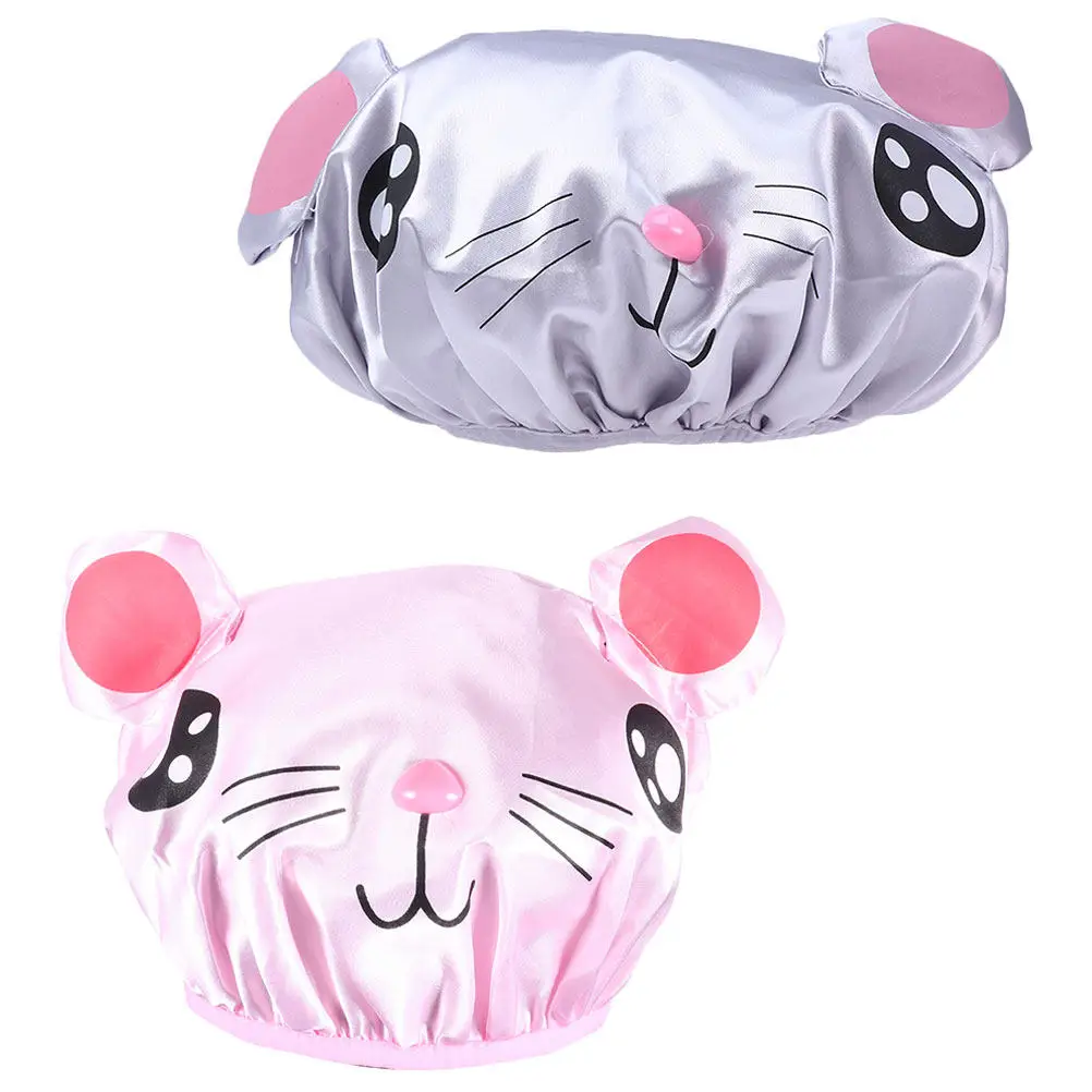 

2pcs Kids Shower Cap Children Bath Hat Lightweight Portable Cartoon Design Reusable Hair Cap For Toddler Sleep Bonnet Waterproof