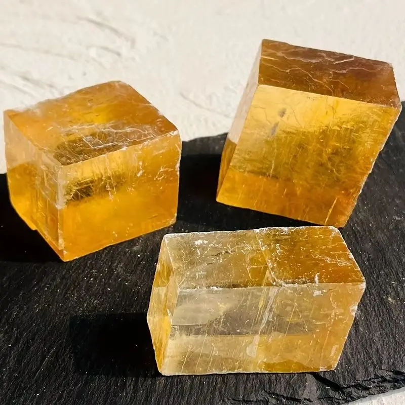 Natural Topaz Clear Optical Calcite Cube Rough Honey Calcite Mineral Specimen Suitable for Home Decor And As Holiday Gift