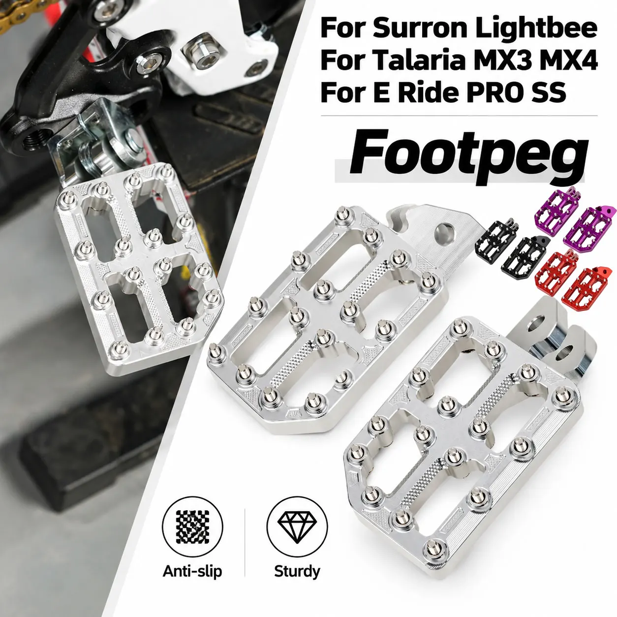 Wide Non Slip Foot Pegs For Surron Light Bee X S Segway X160 X260 Dirt Bike Talaria MX3 MX4 E Ride PRO S Footrest Pedal Off-Road