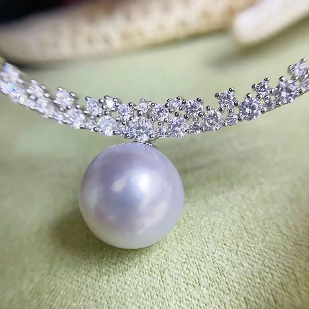 S925 Sterling Silver Necklace Findings Jewelry Base Settings Mountings Parts Mounts for 12-13mm Pearls Stones 5pcs/lot