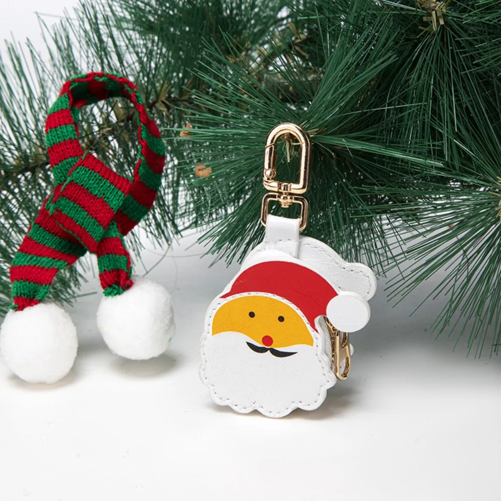 

Portable Cute PU Leather Keychain Snowflake Santa Claus Halloween Pendant Ghost Keychain Christmas Pendant Female