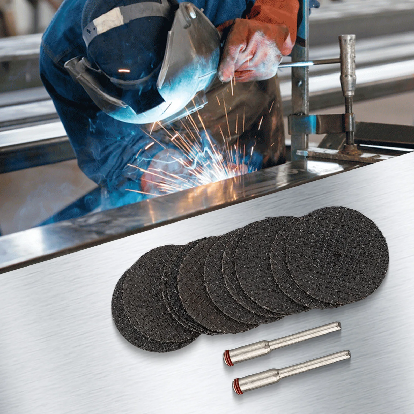 1set 10pcs Cutting Discs With 2pcs Connecting Shafts 32 Mm With Mandrels Grinding Wheels Saw Blades For Accesories