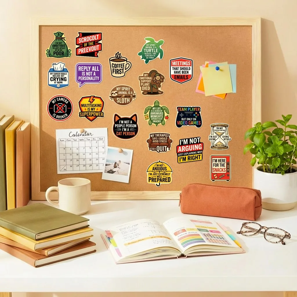 50 Stück Kreative Textaufkleber, Lustige, Verständliche Büroarbeiter-Slogan-Aufkleber, Wasserdichte DIY-Deko für Notizbücher, Papierwaren, Pop Stores – Detail 10