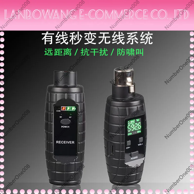 UHF Wireless Transmitter System Convert Wired Dynamic Mic To Wireless Handheld Bullet Microphone Signal Transmission Adapter