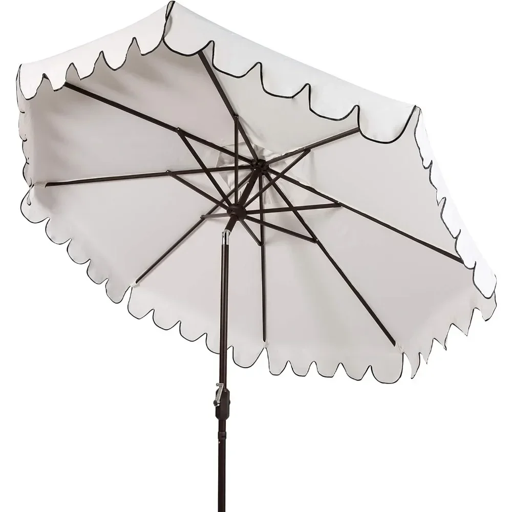 Parasol przeciwsłoneczny, wenecja granatowo-biała pojedyncza korba z przegrzebkiem parasol uchylny z przyciskiem, 9-stopowy parasol na Patio