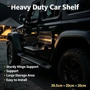 Universal Foldable Car Door Table, High‑Bearing Metal Side Mount Tray for Off‑Road Vehicle Camping Road Trip Activities