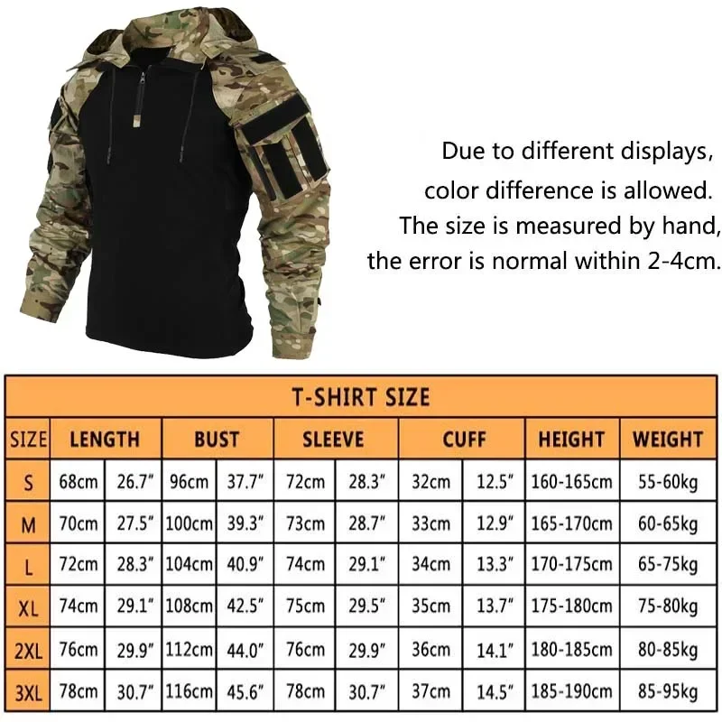 Camicia da combattimento felpe con cappuccio top uomo softair camicie tattiche manica lunga Paintball campeggio caccia abbigliamento da lavoro resistente all'usura